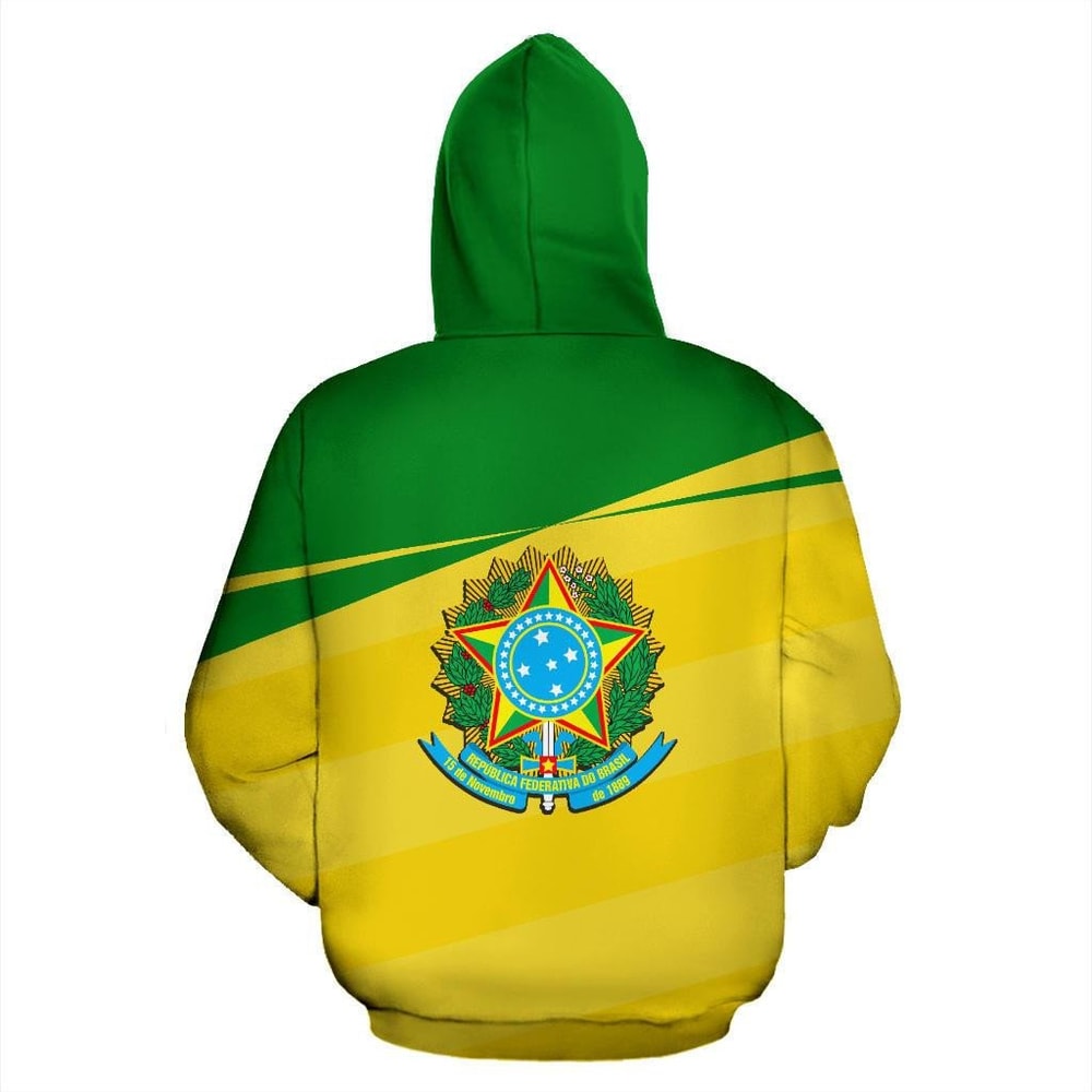 Brazil Coat Of Arms Vivian Style Hoodie 3D, Personalized All Over Print Hoodie 3D