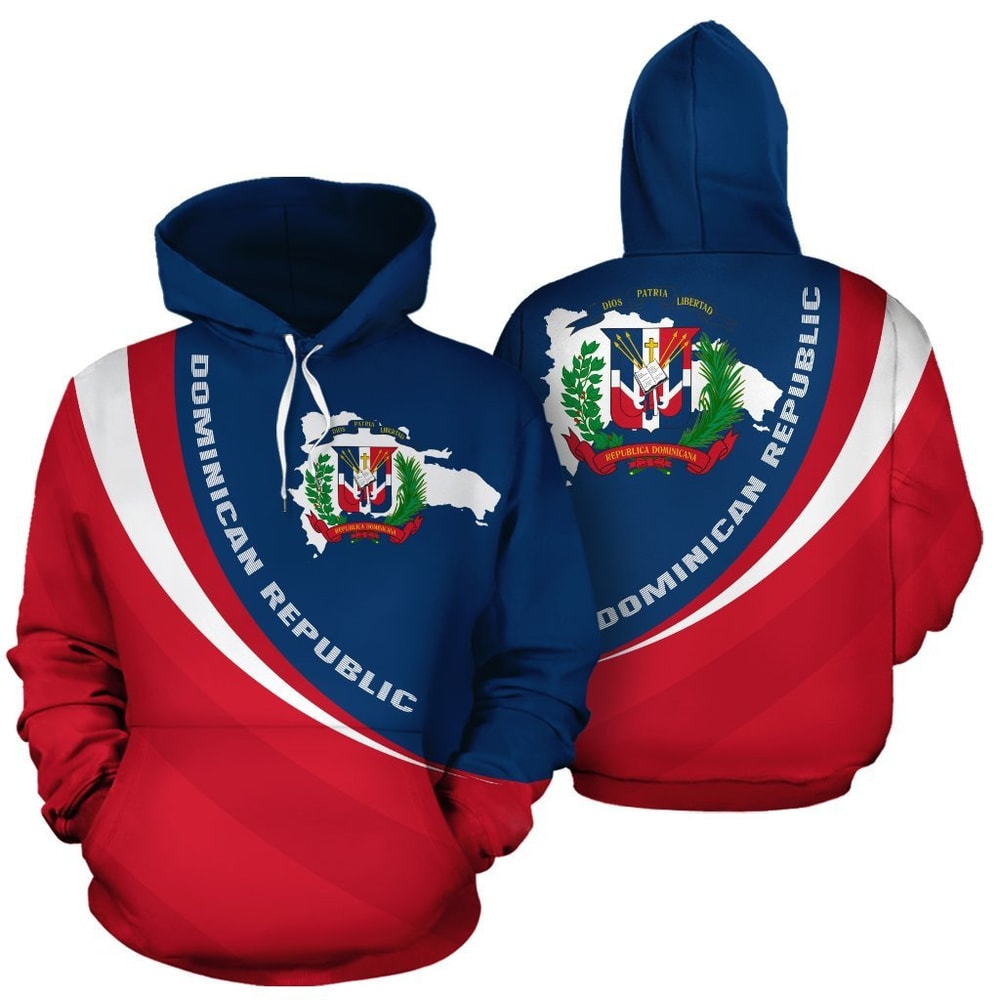Dominican Republic Map Coat Of Arms Hoodie 3D, Personalized All Over Print Hoodie 3D V1