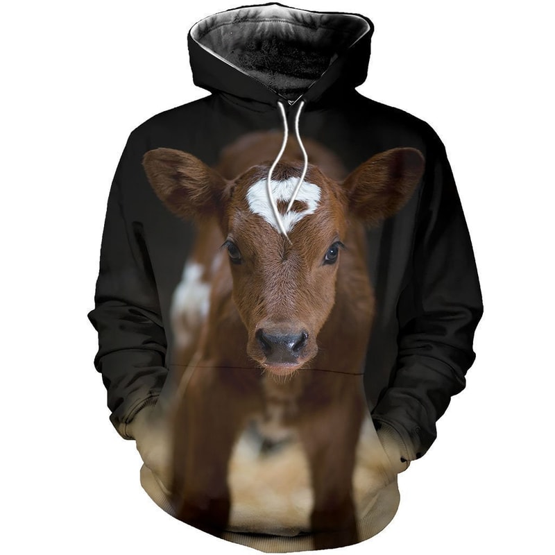 Yellow Baby Cow Hoodie 3D, Personalized All Over Print Hoodie 3D