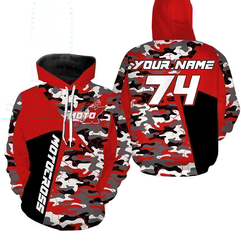 Camo Motocross Hoodie 3D, Personalized All Over Print Hoodie 3D