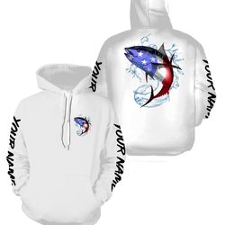 tuna fishing american flag hoodie 3d, personalized all over print hoodie 3d