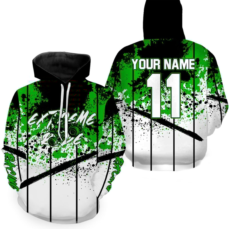 Green ATV Motocross Hoodie 3D, Personalized All Over Print Hoodie 3D