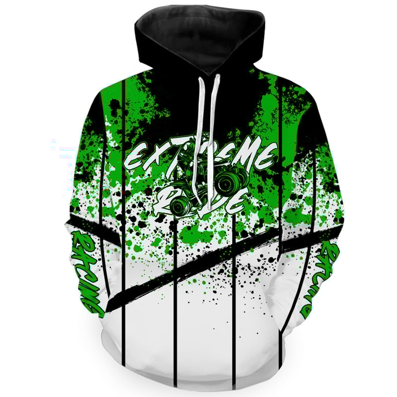 Green ATV Motocross Hoodie 3D, Personalized All Over Print Hoodie 3D