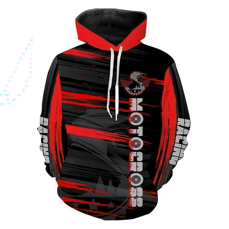 Red Motocross For Biker Off-Road Motorcycle Hoodie 3D, Personalized All Over Print Hoodie 3D