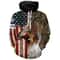 Brittany Hunting Bird Dog Pheasant Hunter American Flag Hoodie 3D, Personalized All Over Print Hoodie 3D