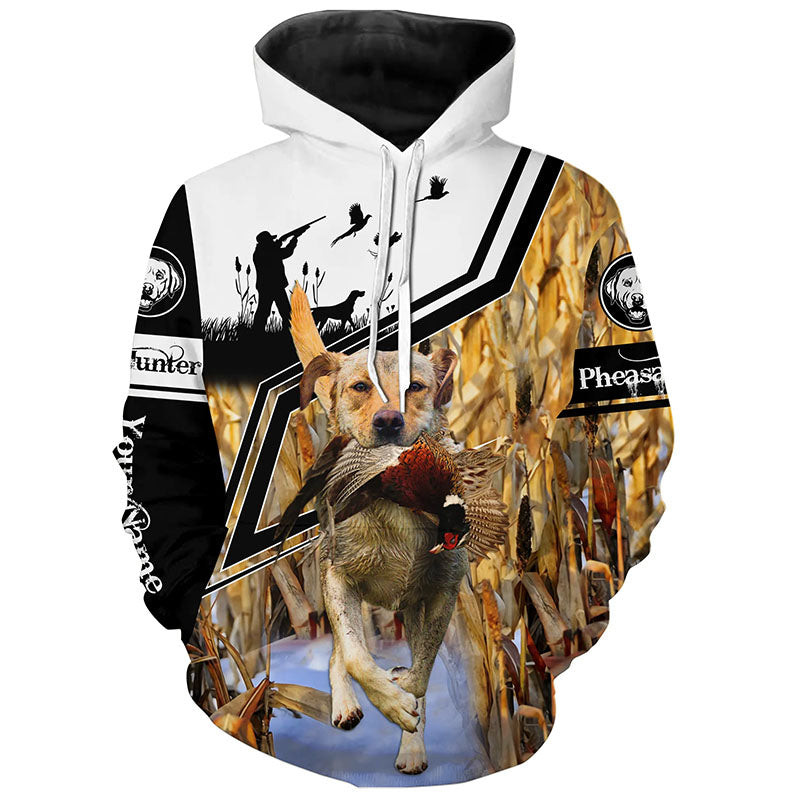 Best Yellow Labs Pheasant Hunting Hoodie 3D, Personalized All Over Print Hoodie 3D