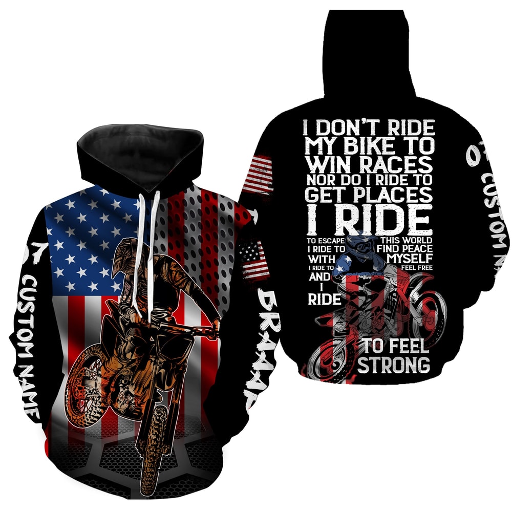 Dirt Bike American Flag Hoodie 3D, Personalized All Over Print Hoodie 3D