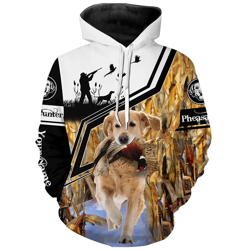 Beautiful Golden Retriever Pheasant Hunting Hoodie 3D, Personalized All Over Print Hoodie 3D V1