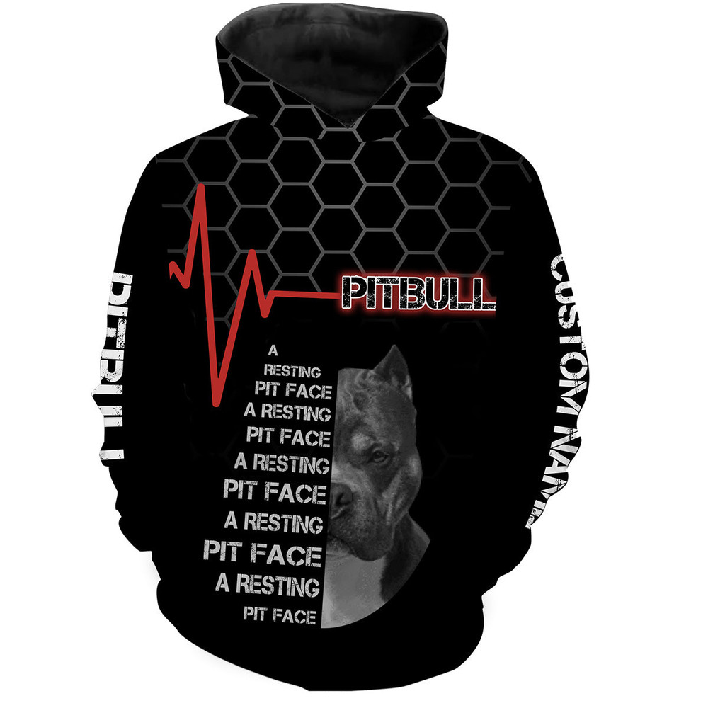 Pitbull Hoodie 3D, Personalized All Over Print Hoodie 3D