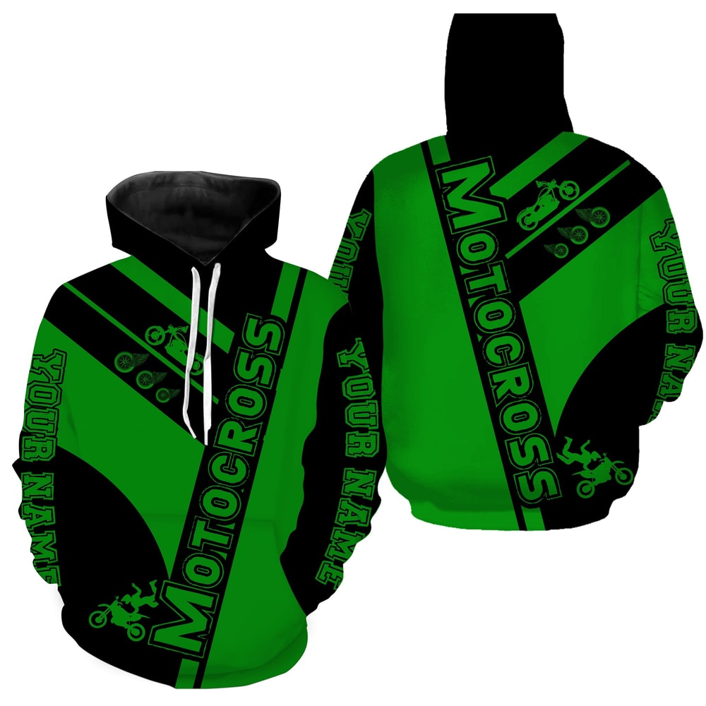 Green Dirt Bike Motorcycle Off-road Riders Hoodie 3D, Personalized All Over Print Hoodie 3D