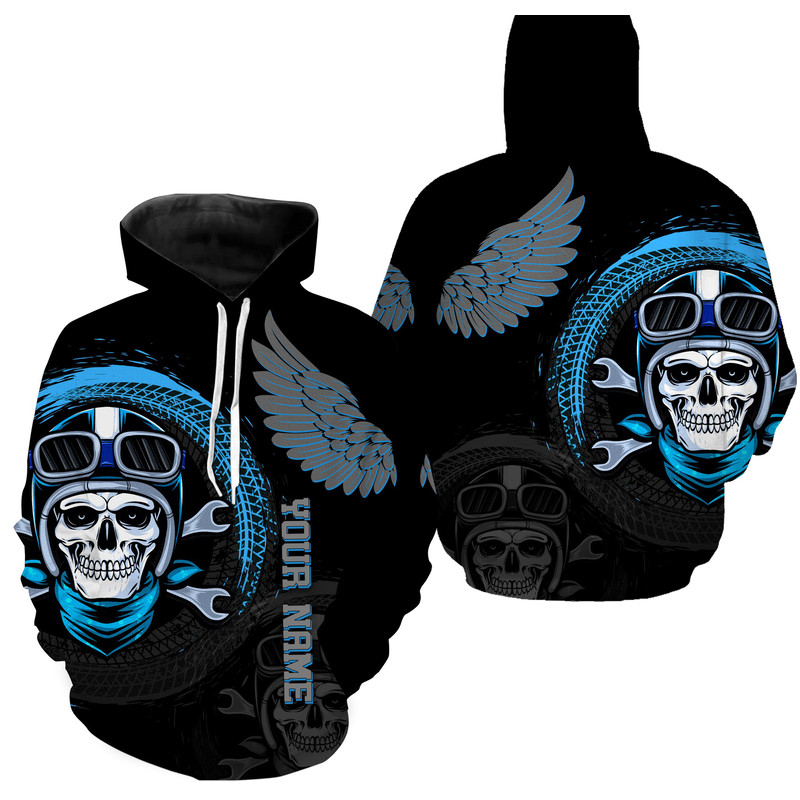 Skull Biker Wings Hoodie 3D, Personalized All Over Print Hoodie 3D