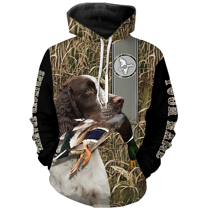Duck Hunting English Springer Spaniel Hoodie 3D, Personalized All Over Print Hoodie 3D