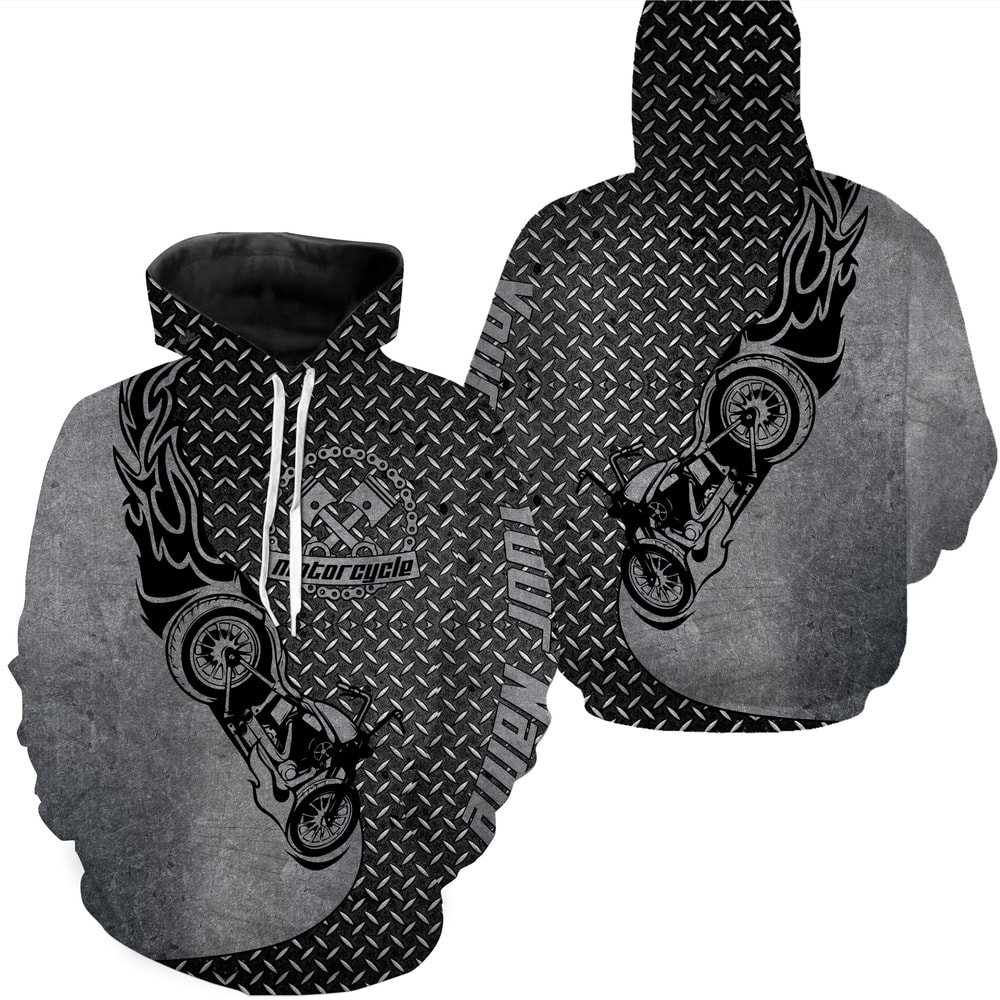 Metal Pattern Biker Off-road Racing Rider Racewear Hoodie 3D, Personalized All Over Print Hoodie 3D