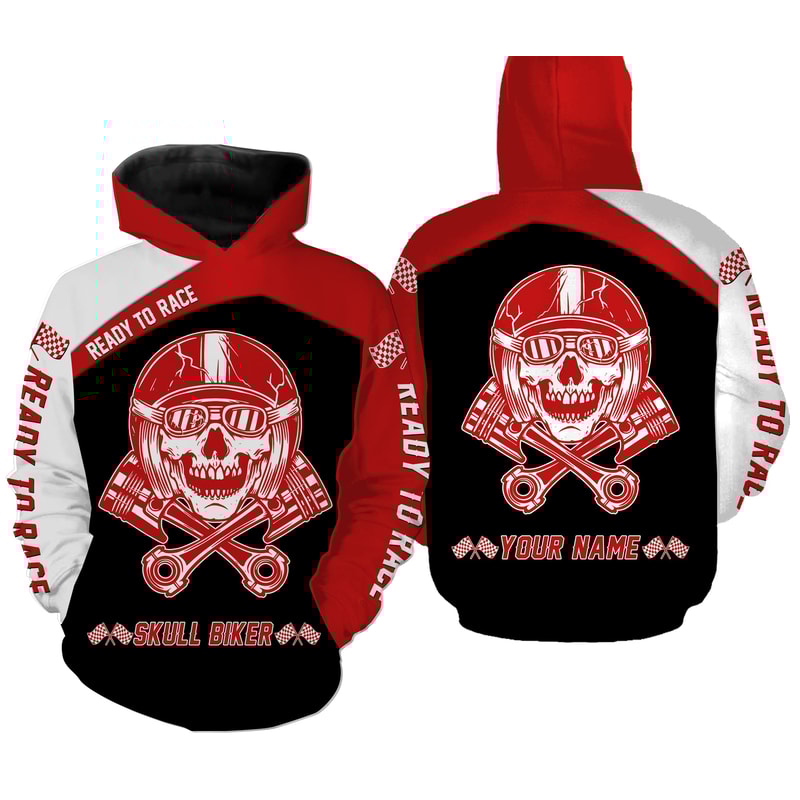 Skull Biker Hoodie 3D, Personalized All Over Print Hoodie 3D Y22