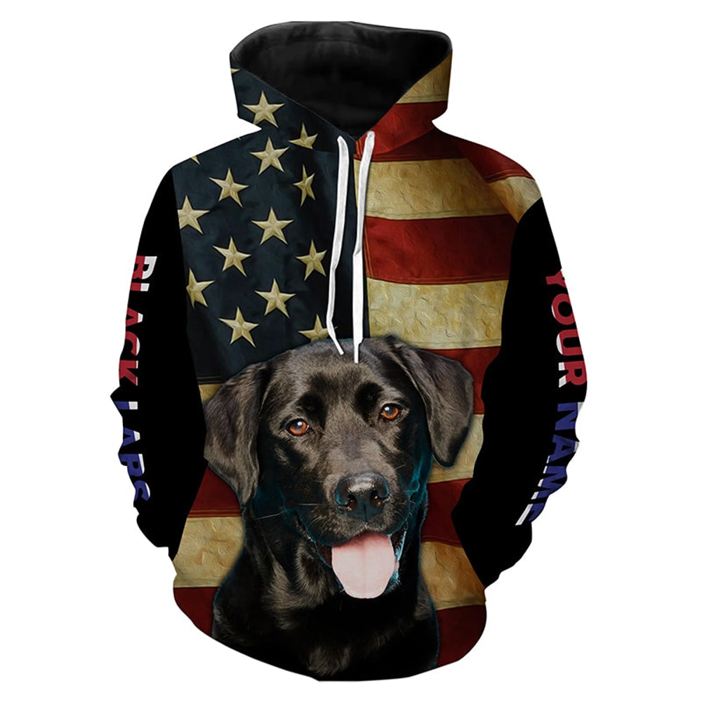 Labrador Retriever American Flag Hoodie 3D, Personalized All Over Print Hoodie 3D Y37