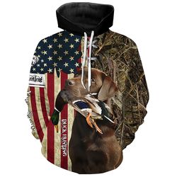 chocolate labrador retriever hunting bird dog duck hunter hoodie 3d, personalized all over print hoodie 3d y40