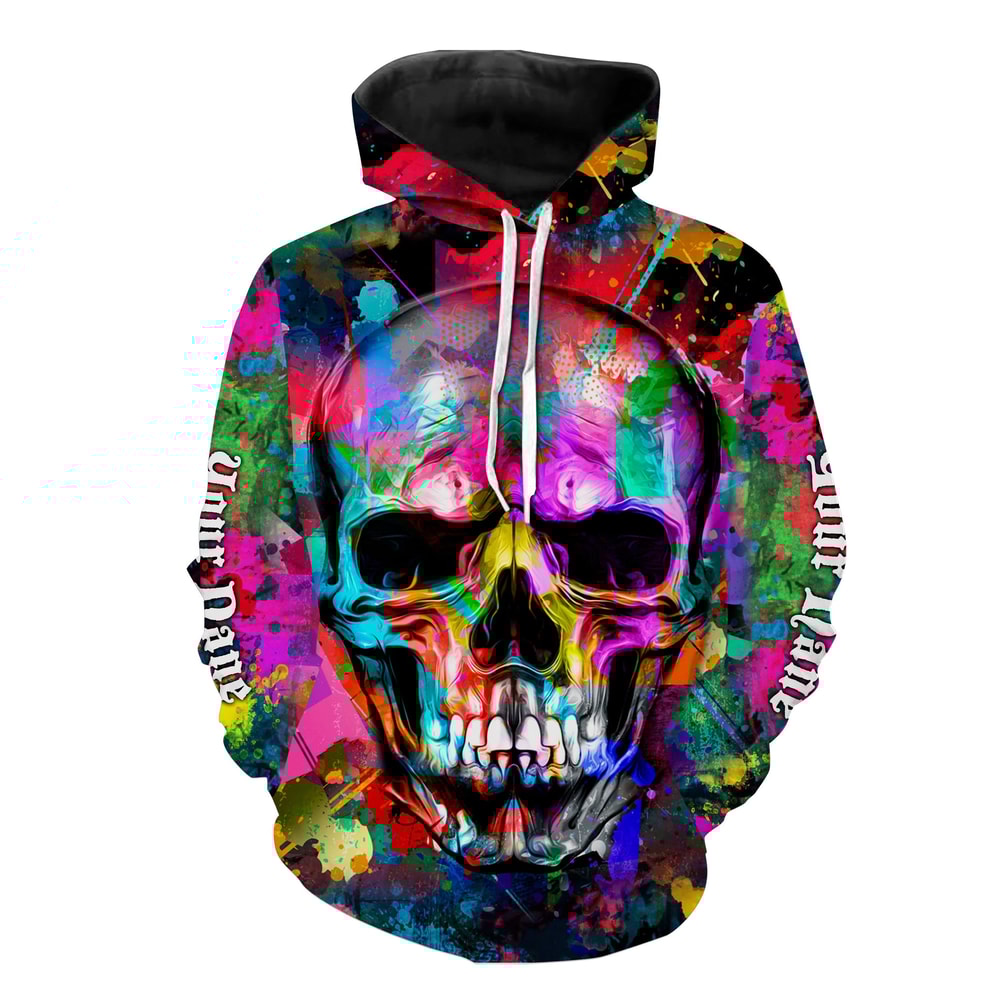 Skull Colorful Hoodie 3D, Personalized All Over Print Hoodie 3D Y42