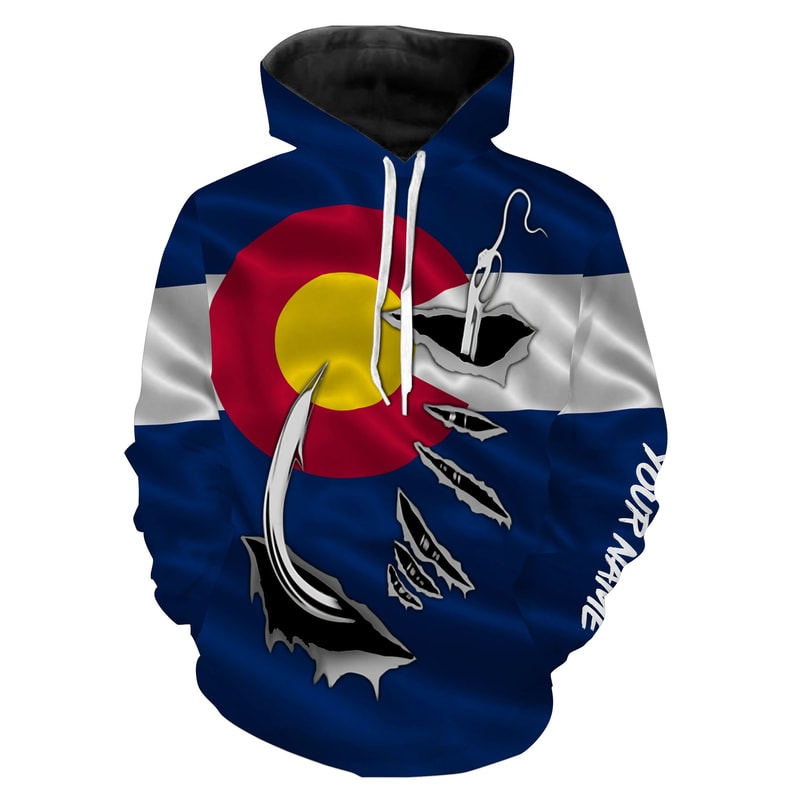 CO Fishing Fish Hook Colorado Flag Hoodie 3D, Personalized All Over Print Hoodie 3D Y69