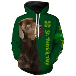 dog st patrick's day shirts chocolate labrador retriever hoodie 3d, personalized all over print hoodie 3d y97