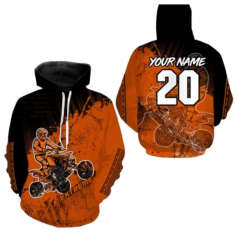ATV Motocross Orange Hoodie 3D, Personalized All Over Print Hoodie 3D Y114