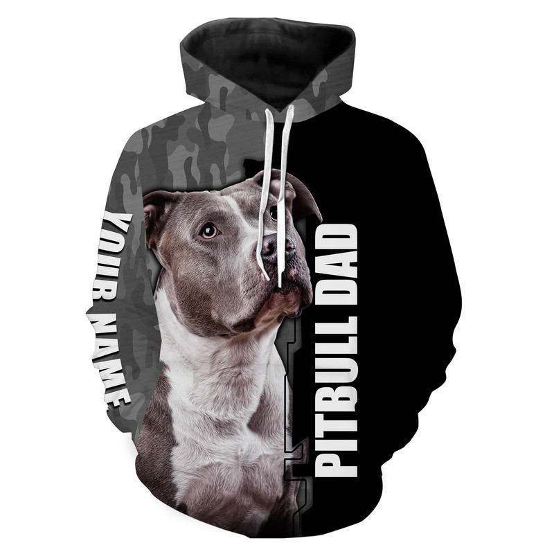 Pitbull Dad Dog Lover Hoodie 3D, Personalized All Over Print Hoodie 3D Y121