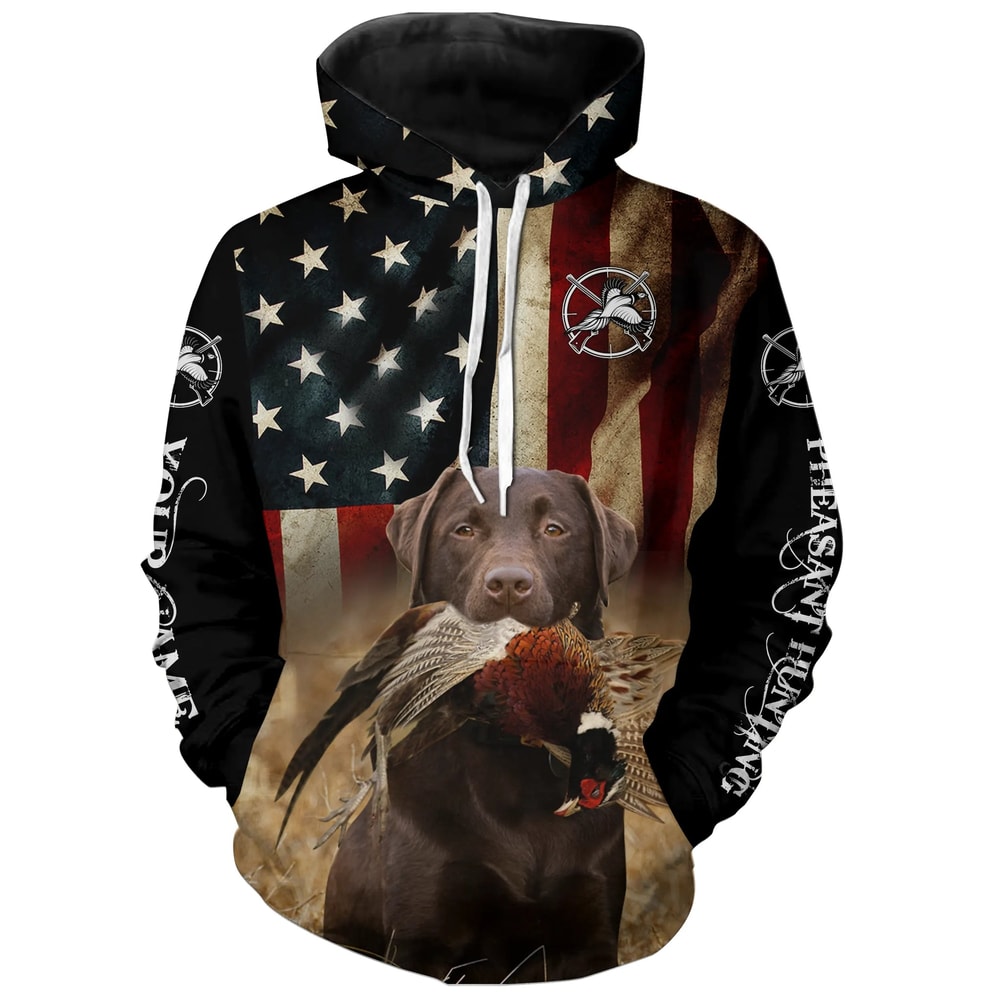 Chocolate Labrador Retriever American Flag Hoodie 3D, Personalized All Over Print Hoodie 3D Y148