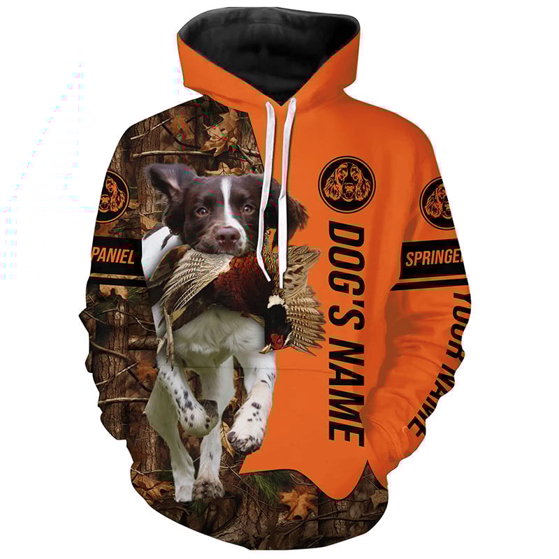 Pheasant Hunting With Dog English Springer Spaniel Hoodie 3D, Personalized All Over Print Hoodie 3D Y165