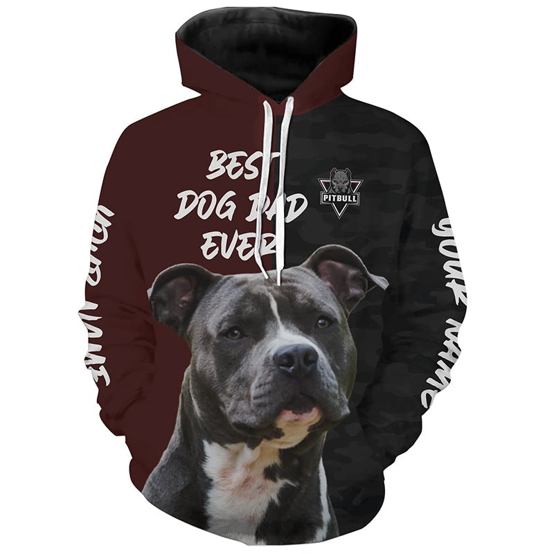 Pitbull Best Dog Dad Ever Hoodie 3D, Personalized All Over Print Hoodie 3D Y197