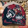 Custom Name NFL Houston Texans Caps, NFL Houston Texans Adjustable Hat Mascot & Flame Caps for Fans L128