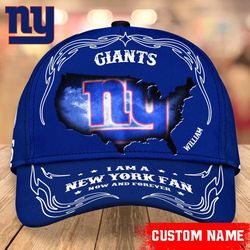 Custom Name NFL New York Giants I Am A New York fan Caps, NFL New York Giants Caps for Fan