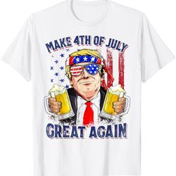 trump drinking beer t-shirt make 4th of july great again funny