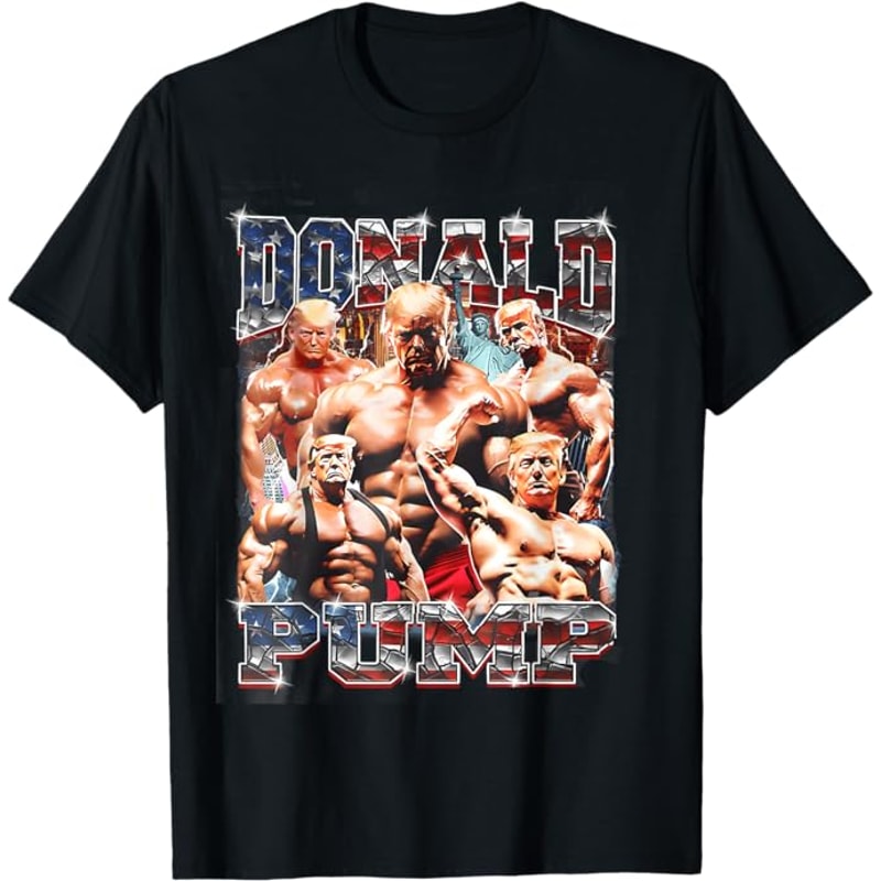 Donald Pump 1 vs 1 Biden American Flag Swole Trump 2024 T-Shirt