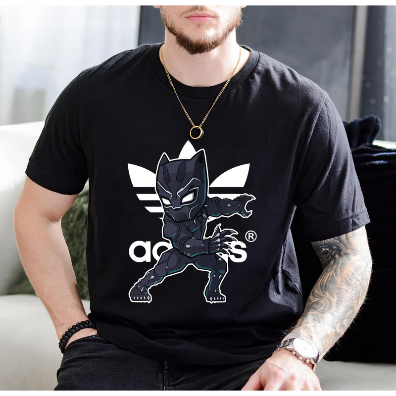 Adidas Chibi Black Panther Fan Gift TShirt01black01blackjpg