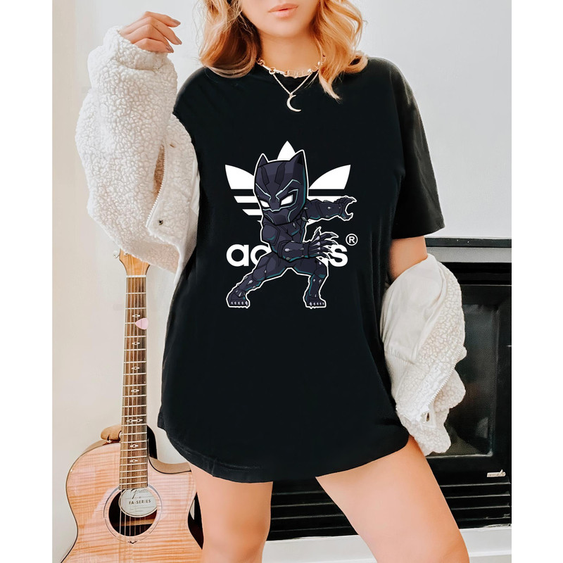 Adidas Chibi Black Panther Fan Gift TShirt04gblack04gblackjpg