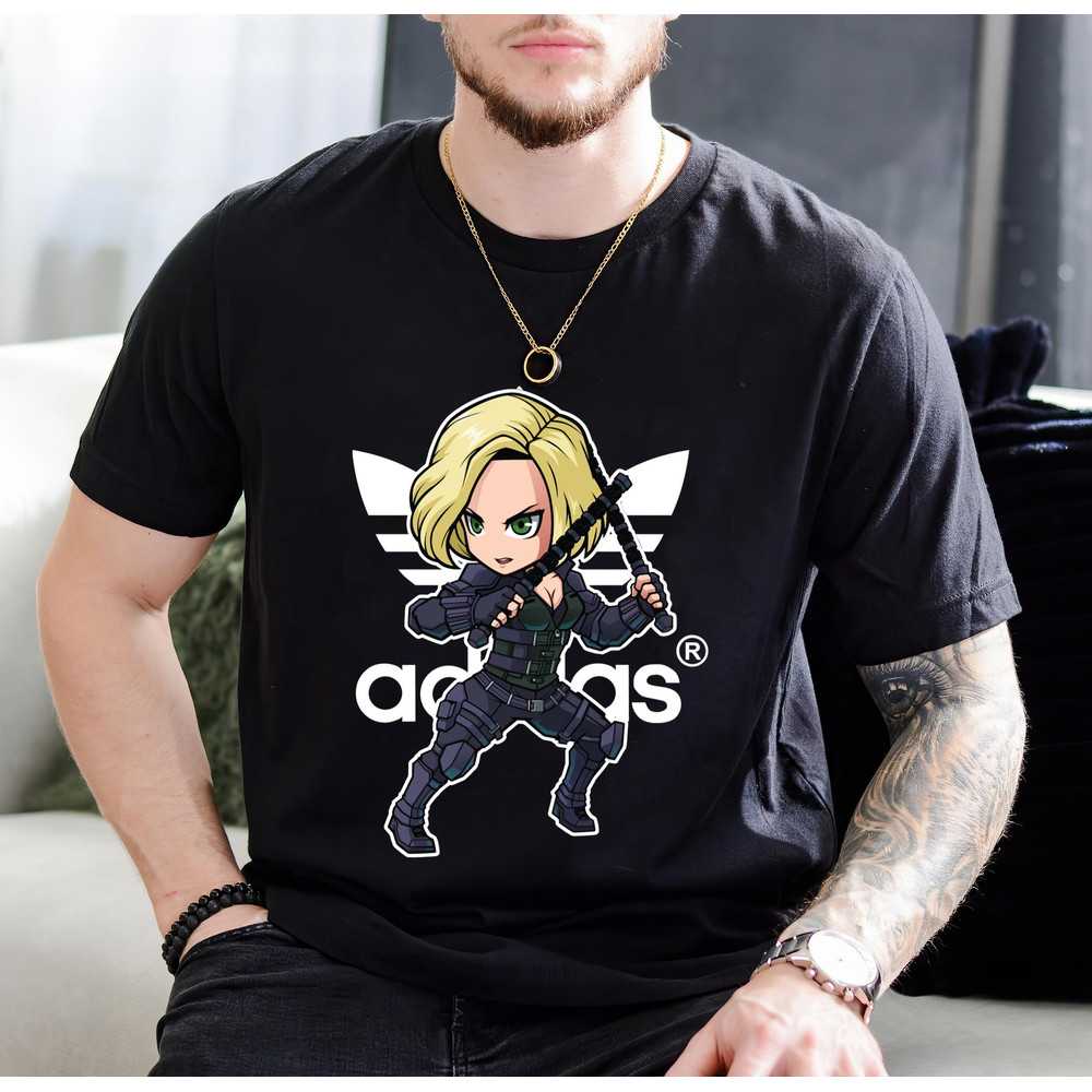 Adidas Chibi Black Widow Fan Gift TShirt01black01blackjpg