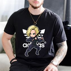 adidas chibi black widow fan gift t-shirt