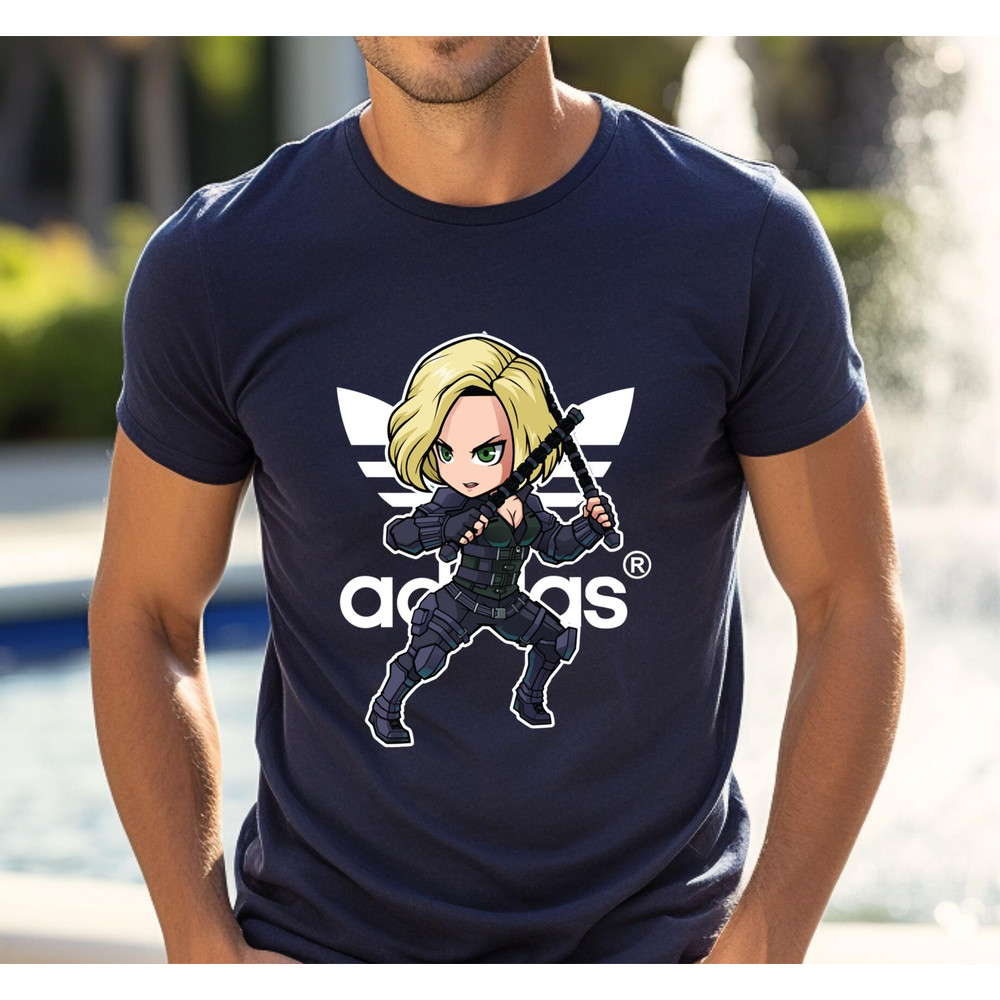 Adidas Chibi Black Widow Fan Gift TShirt02navy02navyjpg