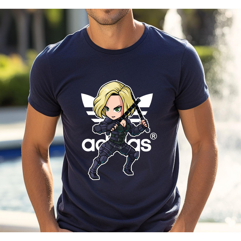 Adidas Chibi Black Widow Fan Gift TShirt02navy02navyjpg