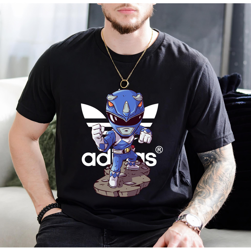 Adidas Chibi Blue Ranger Fan Gift TShirt01black01blackjpg