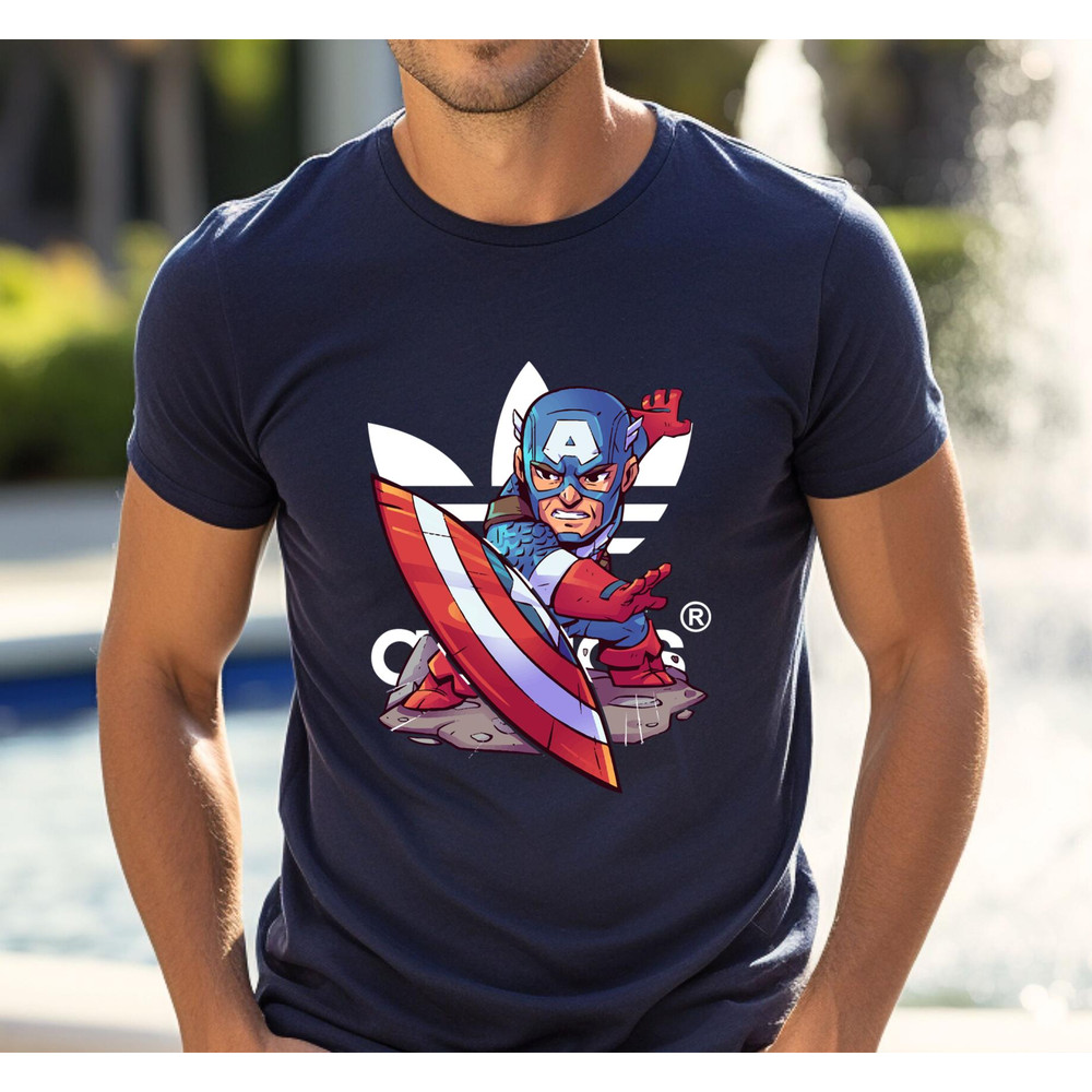 Adidas Chibi Captain America Fan Gift TShirt02navy02navyjpg
