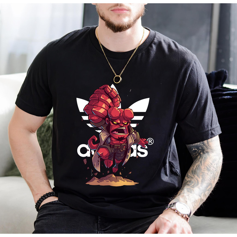 Adidas Chibi Hellboy Fan Gift TShirt01black01blackjpg