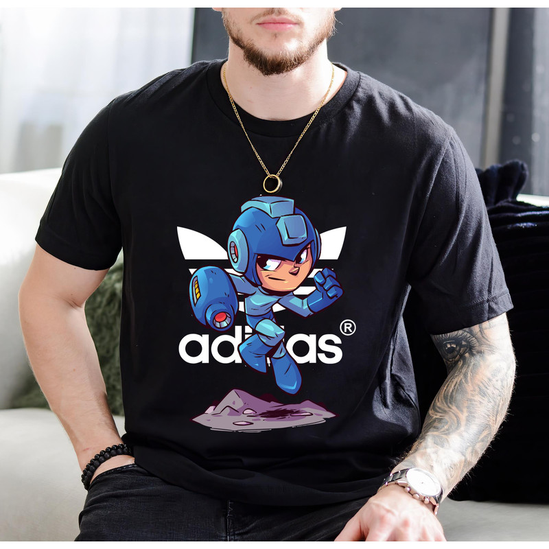 Adidas Chibi Mega man Fan Gift TShirt01black01blackjpg