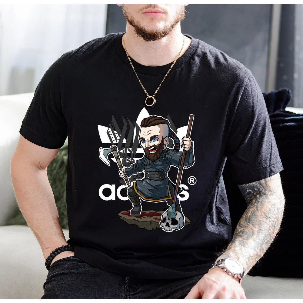 Adidas Chibi Ragnar Lothbrok Fan Gift TShirt01black01blackjpg