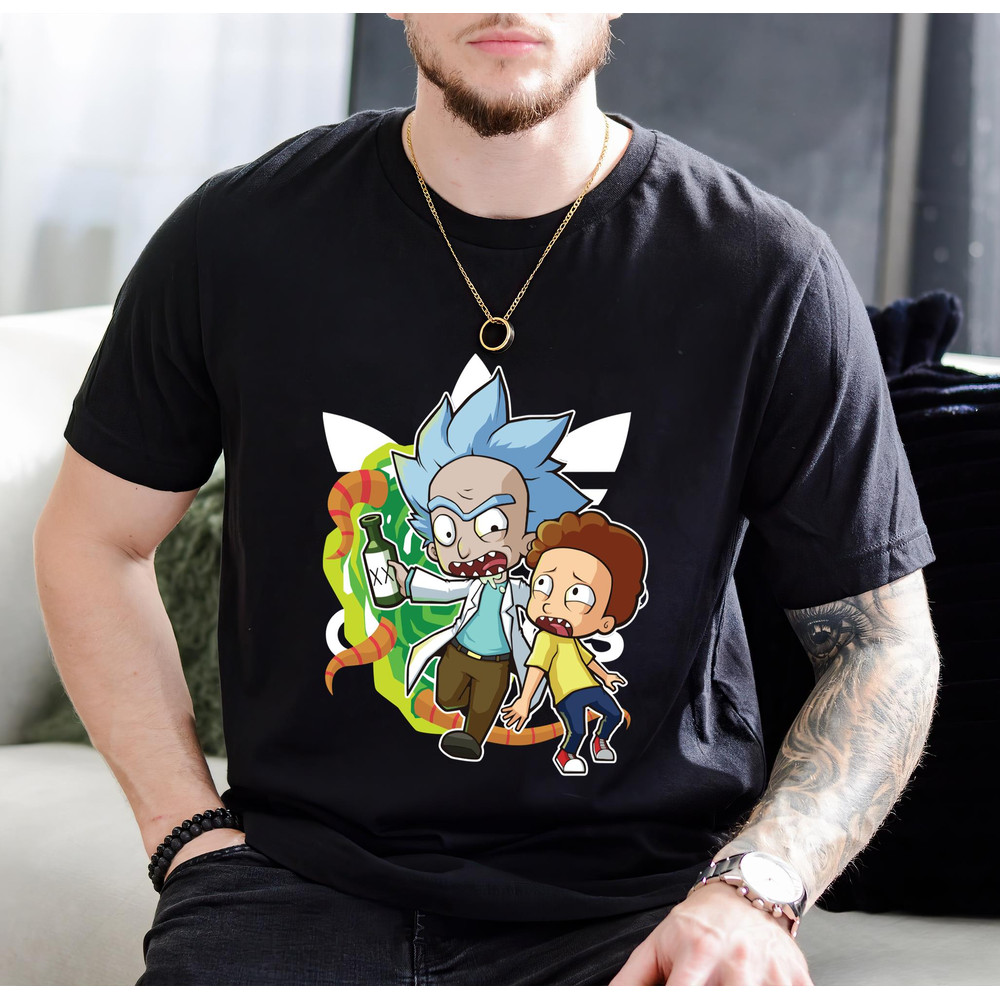 Adidas Chibi Rick and Morty Fan Gift TShirt01black01blackjpg