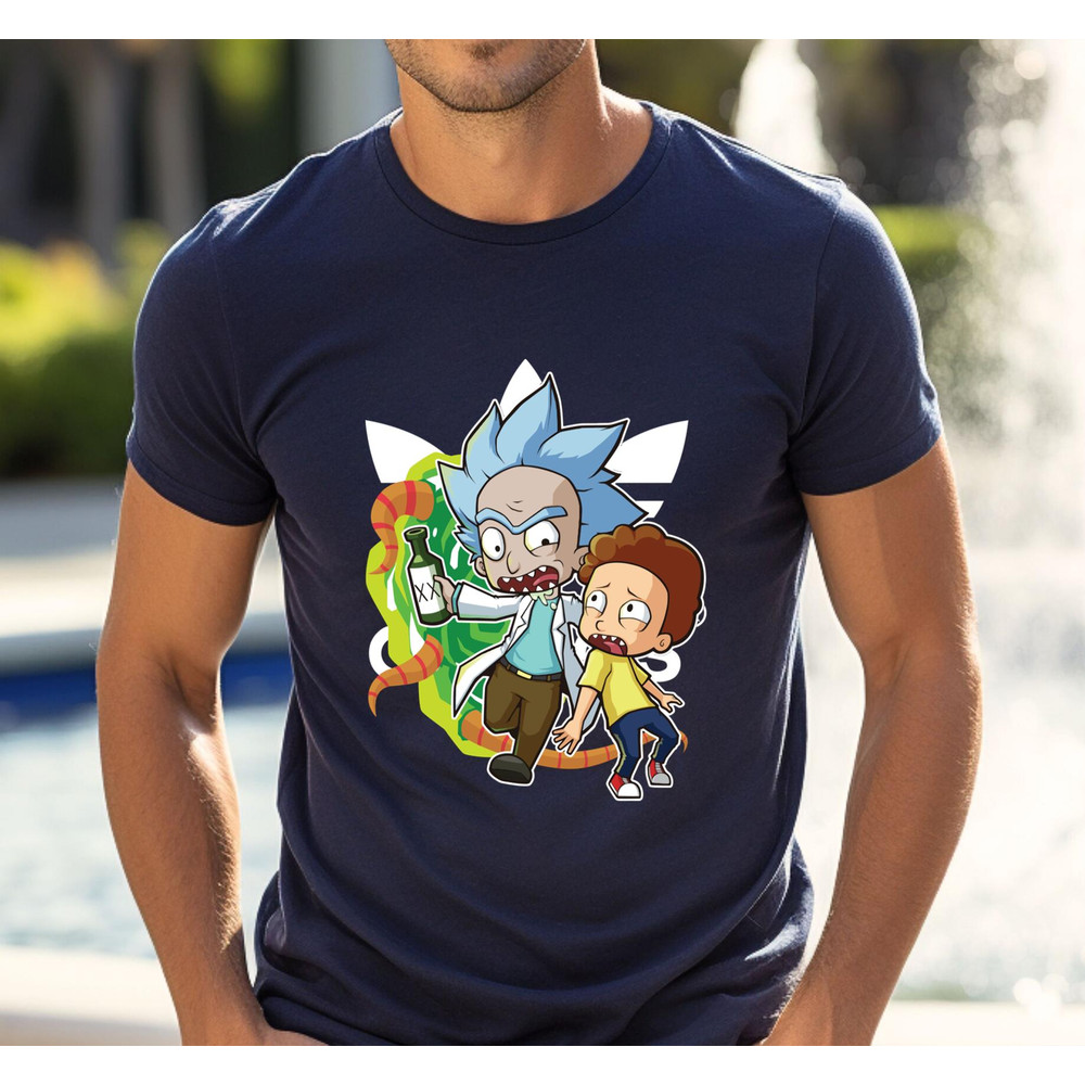 Adidas Chibi Rick and Morty Fan Gift TShirt02navy02navyjpg