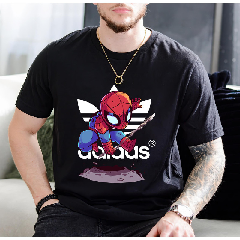 Adidas Chibi Spiderman New Fan Gift TShirt01black01blackjpg