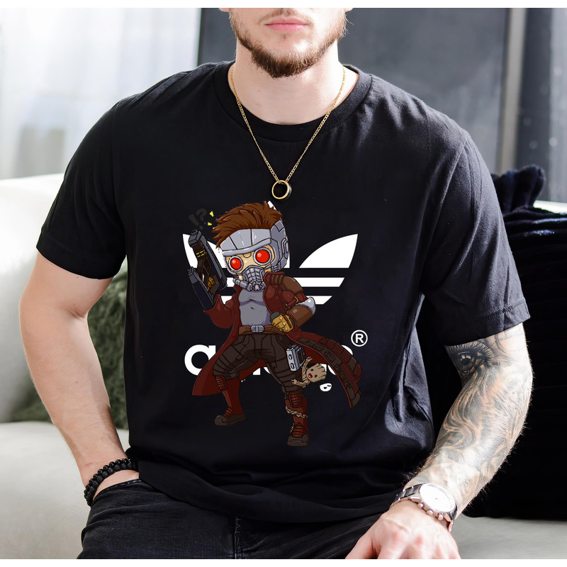 Adidas Chibi Starlord and Baby Groot Fan Gift TShirt01black01blackjpg