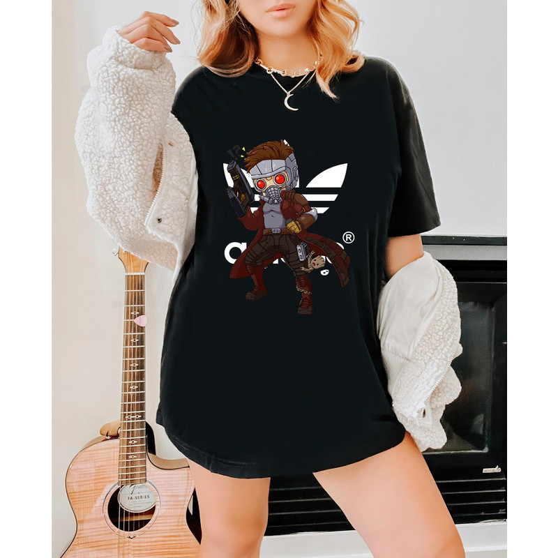 Adidas Chibi Starlord and Baby Groot Fan Gift TShirt04gblack04gblackjpg