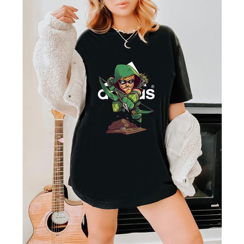 Adidas Fashion Green Arrow Chibi Fan Gift TShirt04gblack04gblackjpg