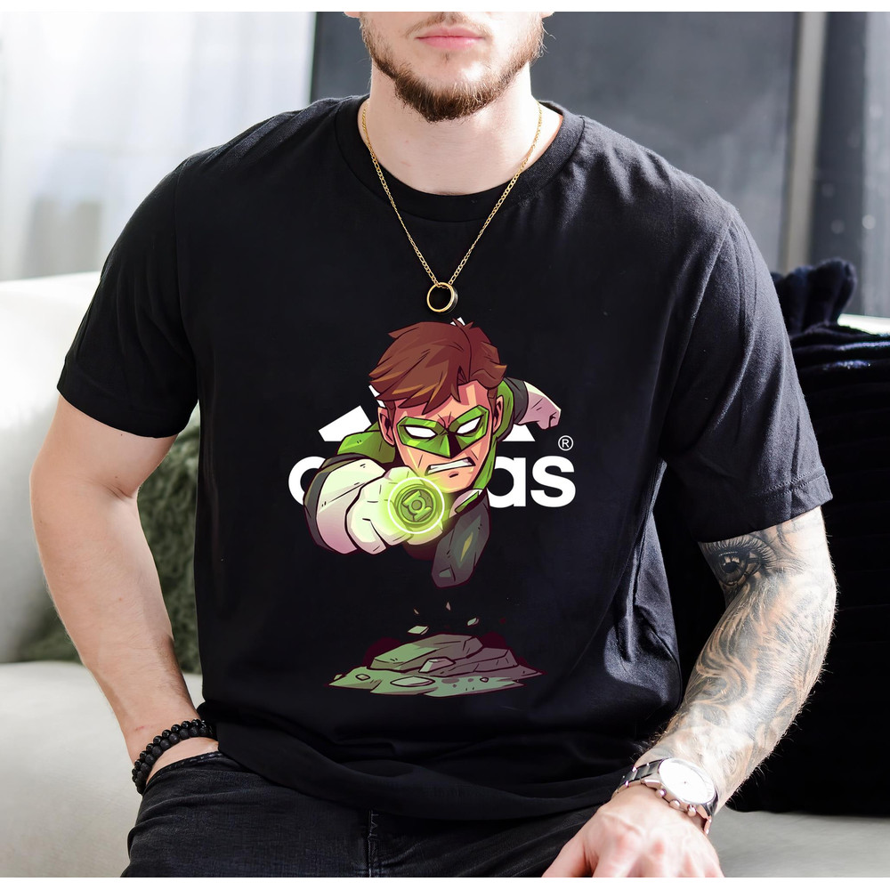 Adidas Fashion Green Lantern Chibi Fan Gift TShirt01black01blackjpg